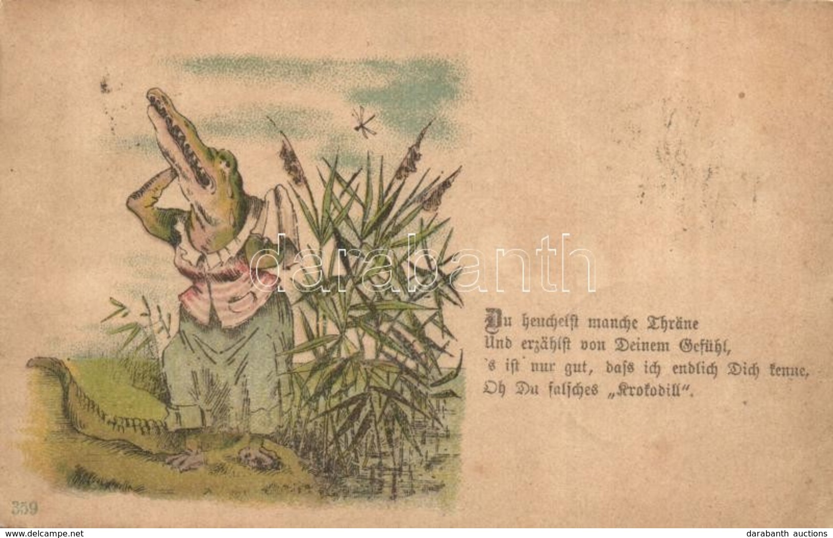 T2/T3 1891 (Vorläufer!!!) Oh Du Falsches Krokodil / Crying Crocodile. Litho - Non Classificati