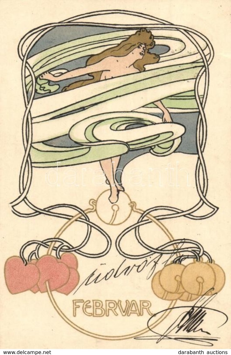 T2 1900 Februar. Art Nouveau Postcard - Ohne Zuordnung