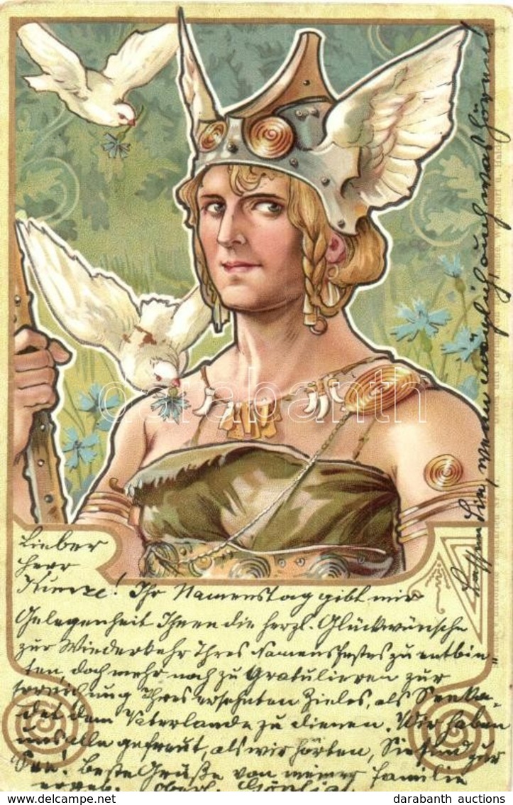 T2/T3 Valkyrie. Art Nouveau Lady, Litho Von Ed. Strache (EK) - Non Classificati
