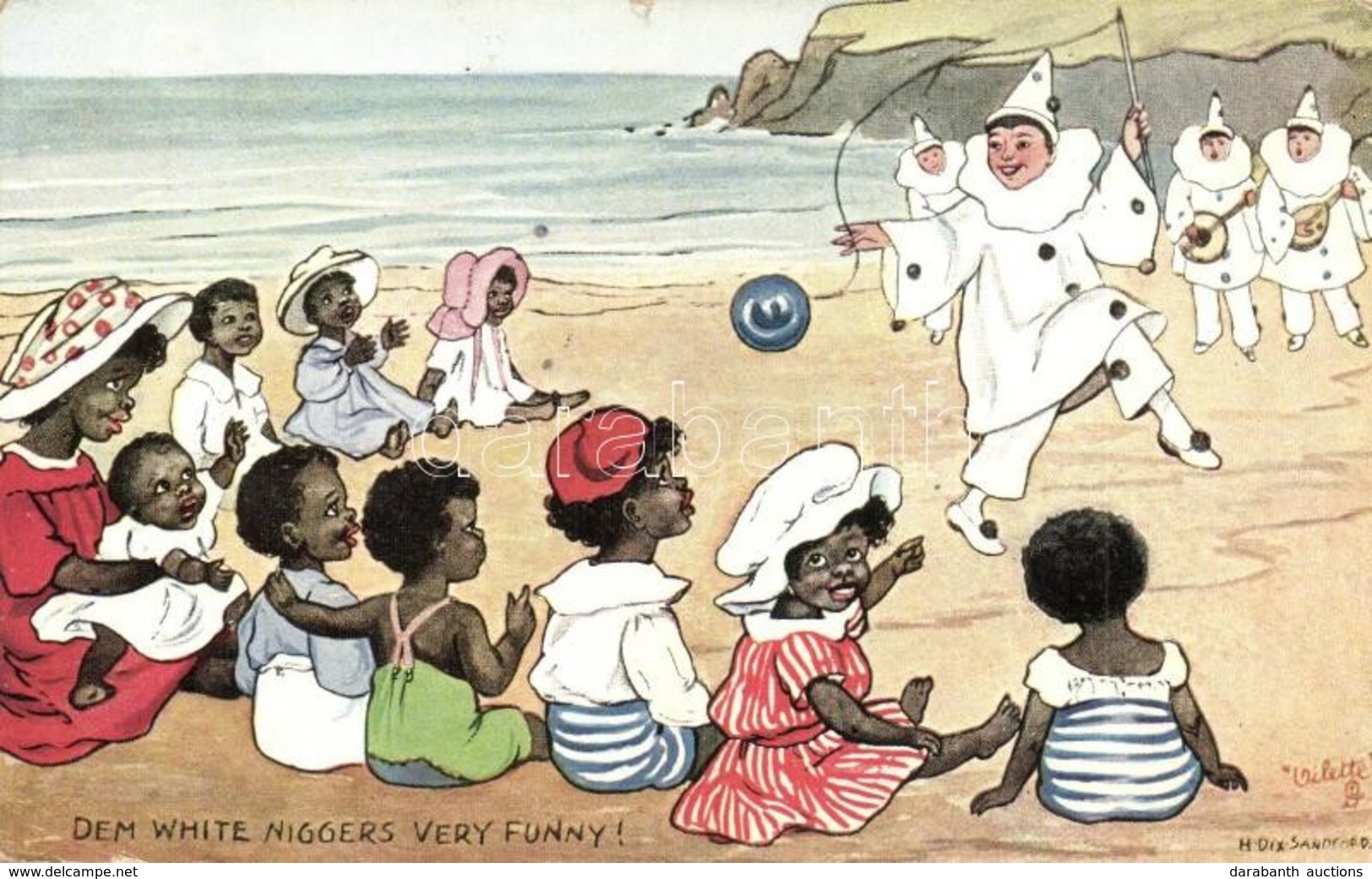 T2/T3 1921 Dem White Niggers Very Funny! / Black Children With Clowns. Raphael Tuck & Sons Oilette Seaside Coons Postcar - Ohne Zuordnung