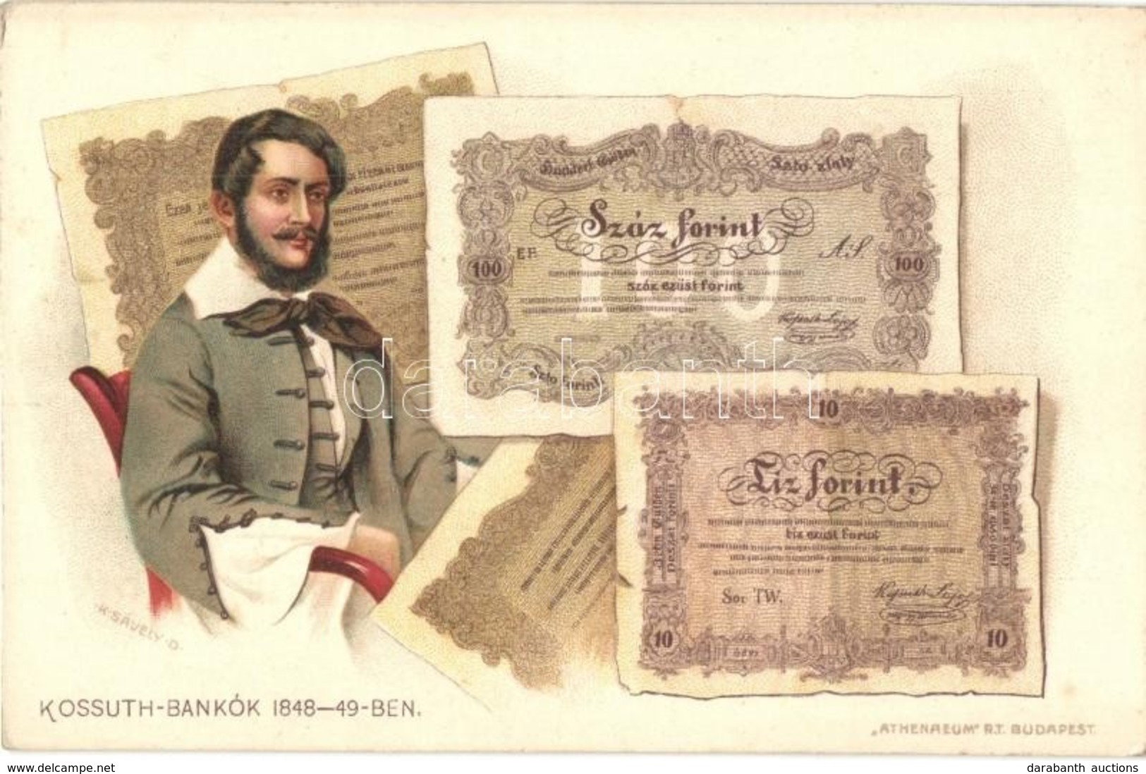 ** T2 Kossuth-bankók 1848-49-ben. Jelenetek Kossuth Lajos élete Történetéből I. Kiadás IV. Kép / Kossuth Bank Notes From - Non Classés