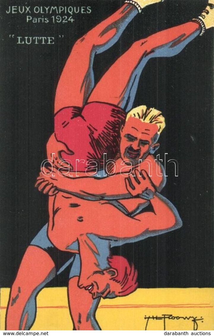 ** T1 1924 Paris, Jeux Olympiques. Lutte / 1924 Summer Olympics Advertisement Postcard. Box Match. L. Pautauberge Litho  - Non Classés