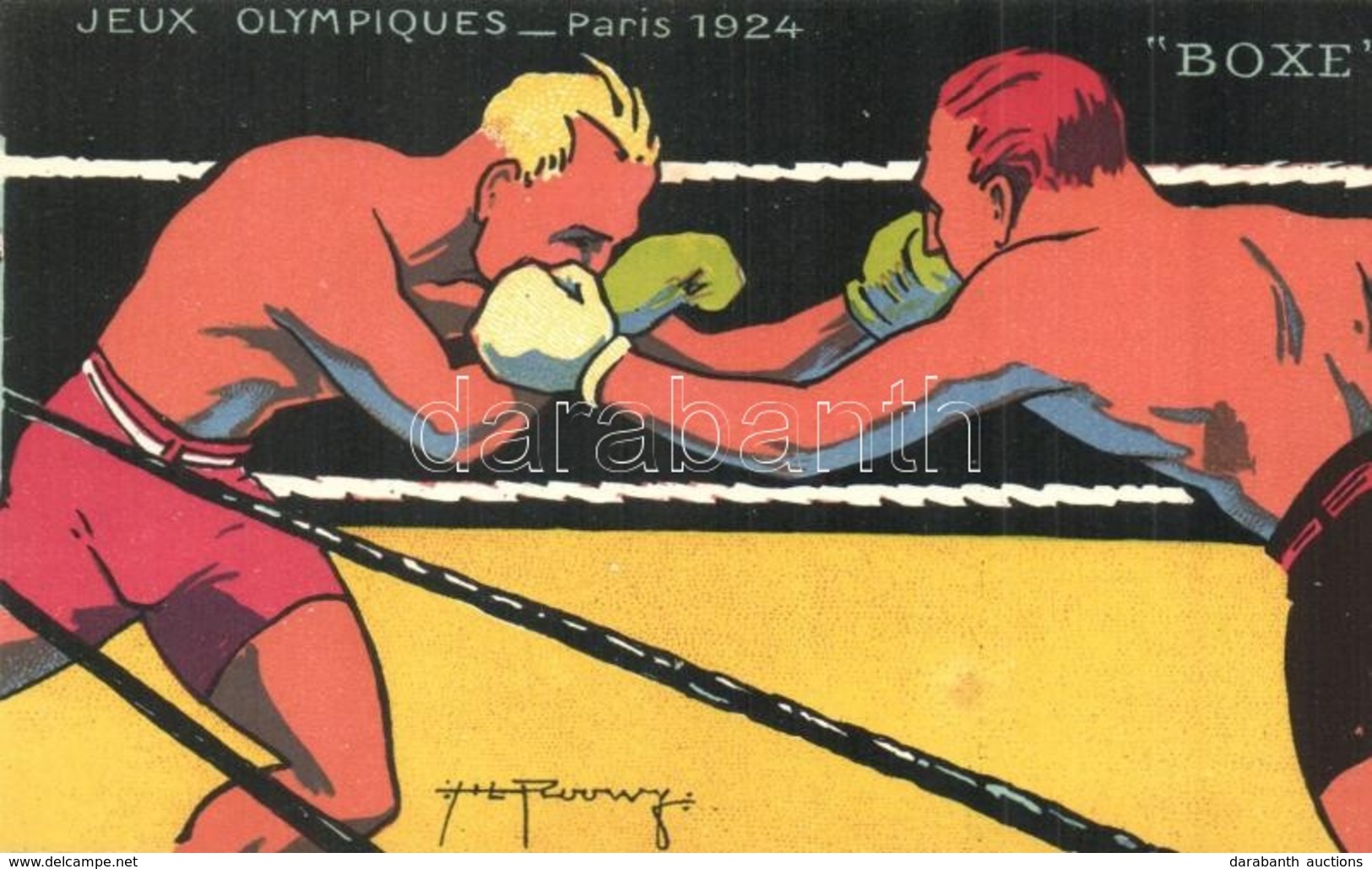 ** T1 1924 Paris, Jeux Olympiques. Boxe / 1924 Summer Olympics Advertisement Postcard. Boxing. L. Pautauberge Litho S: H - Non Classés