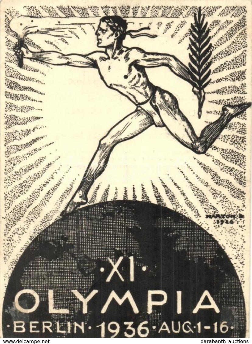 T2/T3 1936 Berlin, XI. Olympia. Dr. Illyés László Kiadása, Megemlékezése Az Olimpia Megnyitójáról / Summer Olympics In B - Non Classés