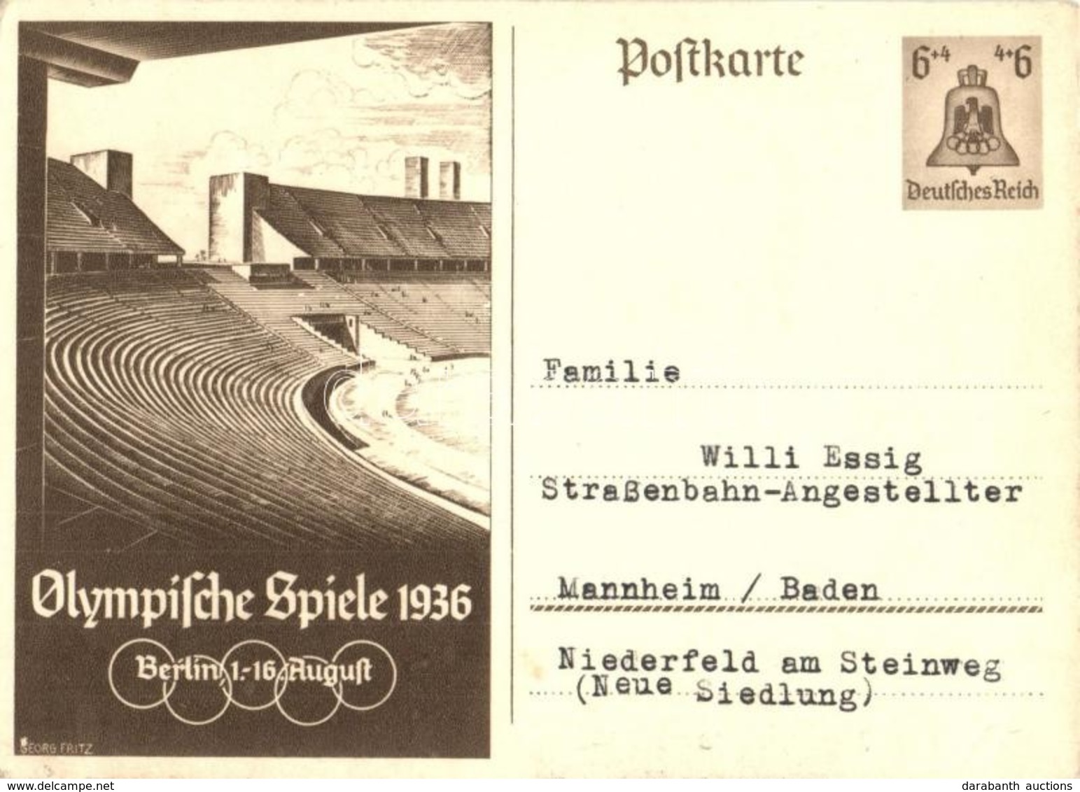 T2/T3 1936 Olympische Spiele Berlin / Olympic Games In Berlin. Advertisement Card S: Georg Fritz - Non Classés