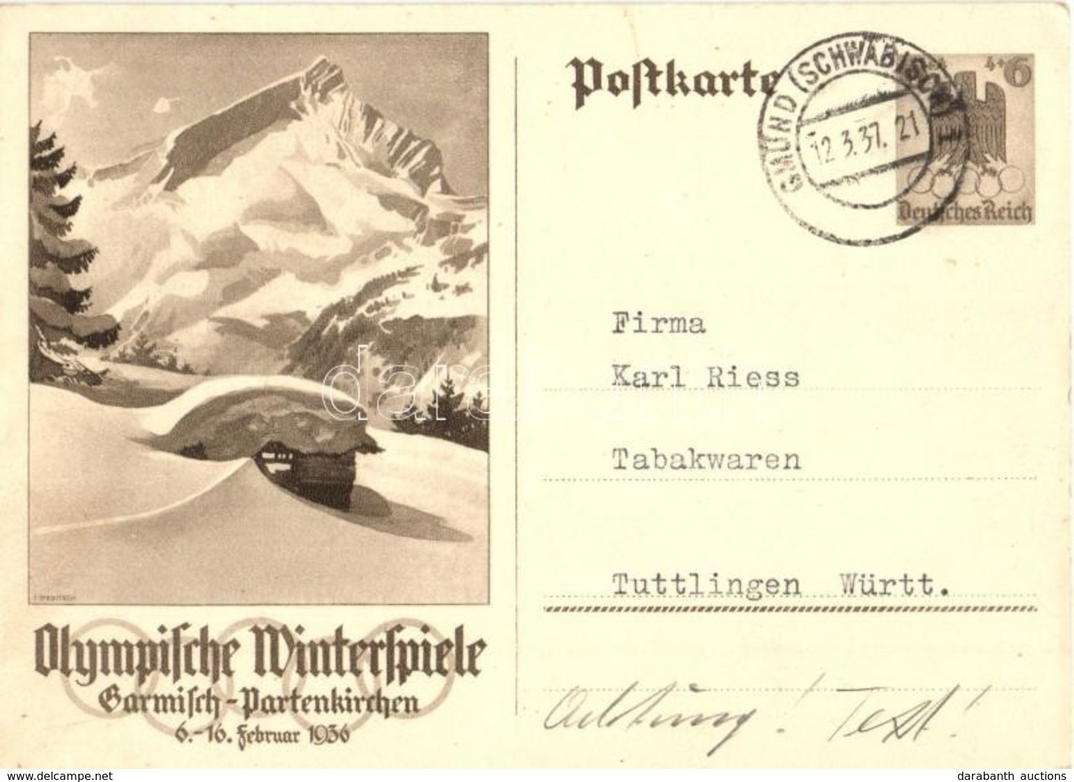 T2/T3 1936 Olympische Winterspiele. Garmisch-Partenkirchen / Winter Olympics In Garmisch-Partenkirchen Advertisement Car - Ohne Zuordnung