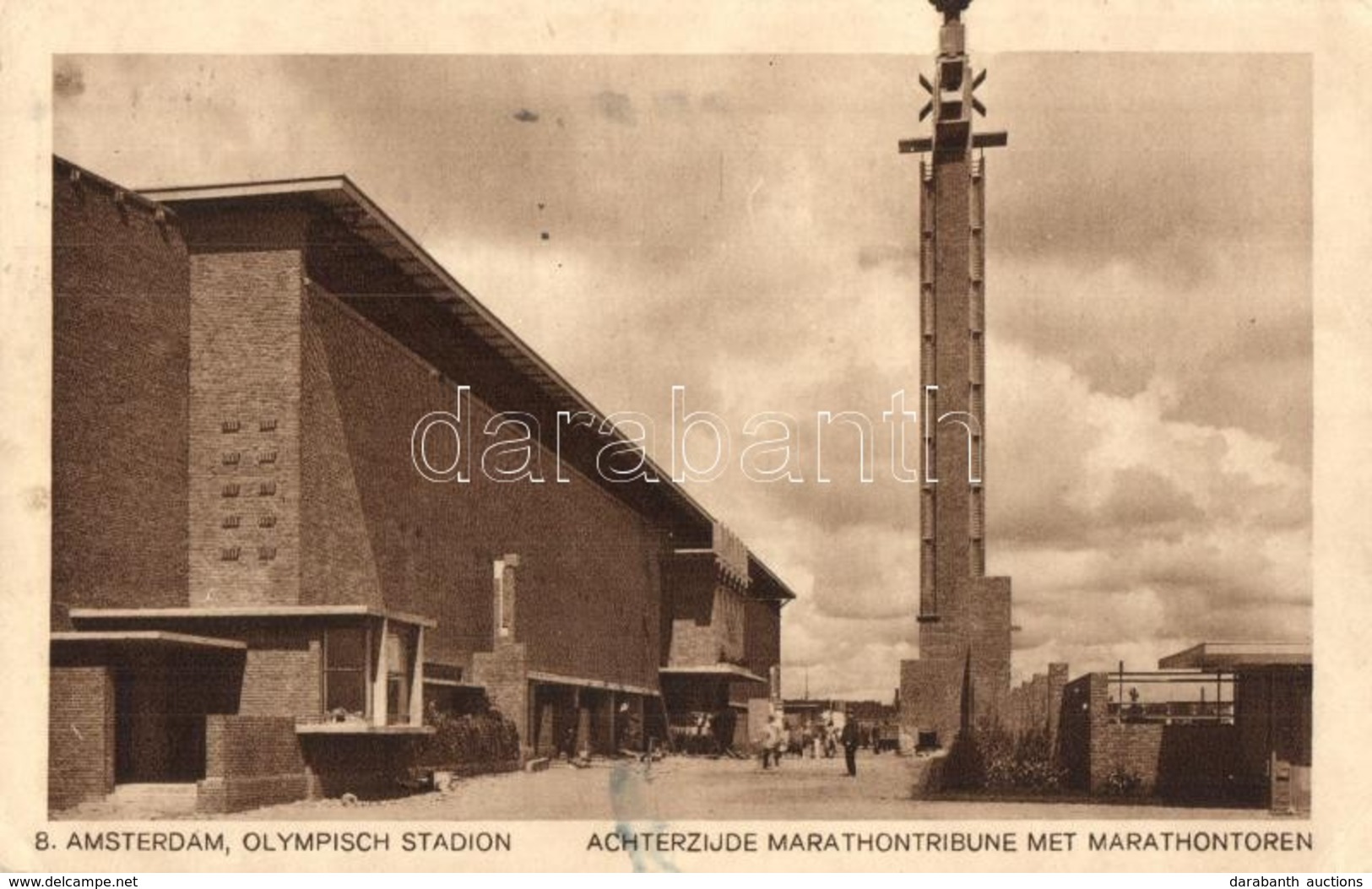 T2/T3 1928 Amsterdam, Olympische Spelen. Olympisch Stadion, Achterzijde Marathontribune Met Marathontoren / 1928 Summer  - Ohne Zuordnung