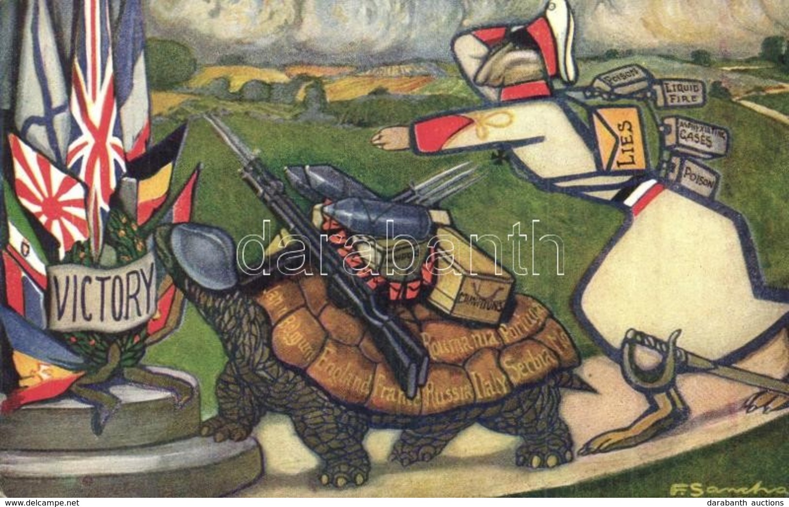 ** T1/T2 The Hare And The Tortoise / Entente Powers Is The Winner. WWI Anti-Central Powers Propaganda Art Postcard. Raph - Ohne Zuordnung
