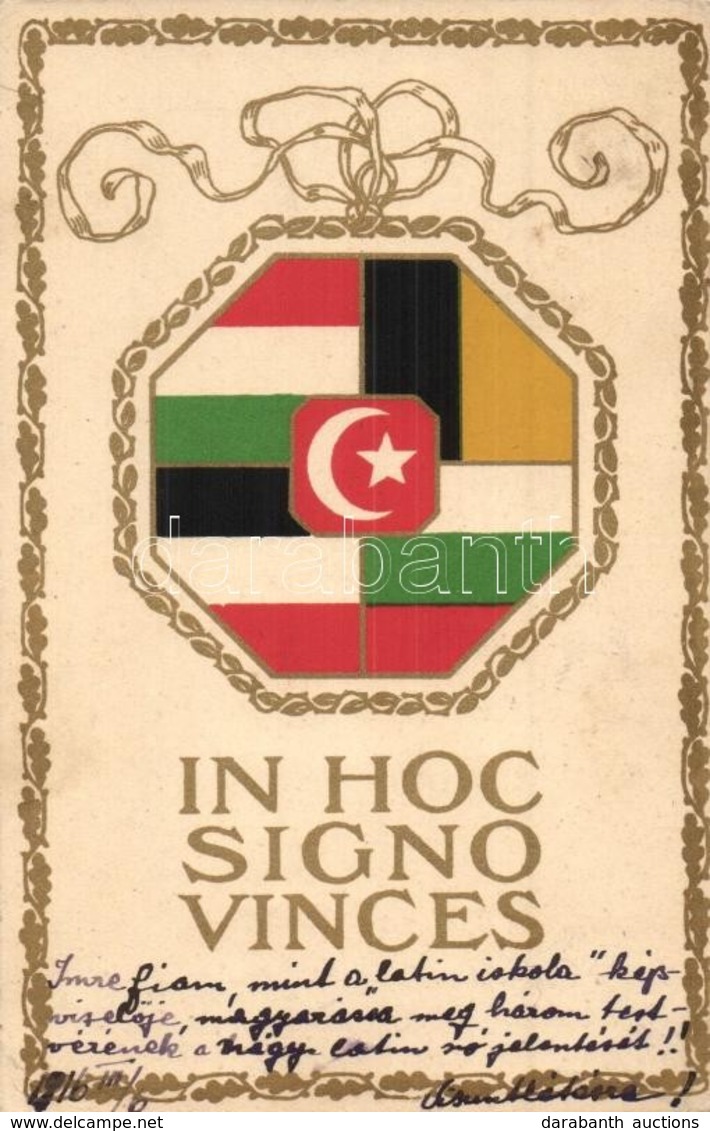 T2/T3 1916 In Hoc Signo Vinces. Központi Hatalmak Zászlós Propaganda Lap. Rigler József Ede Kiadása (R.J.E.) / In This S - Ohne Zuordnung