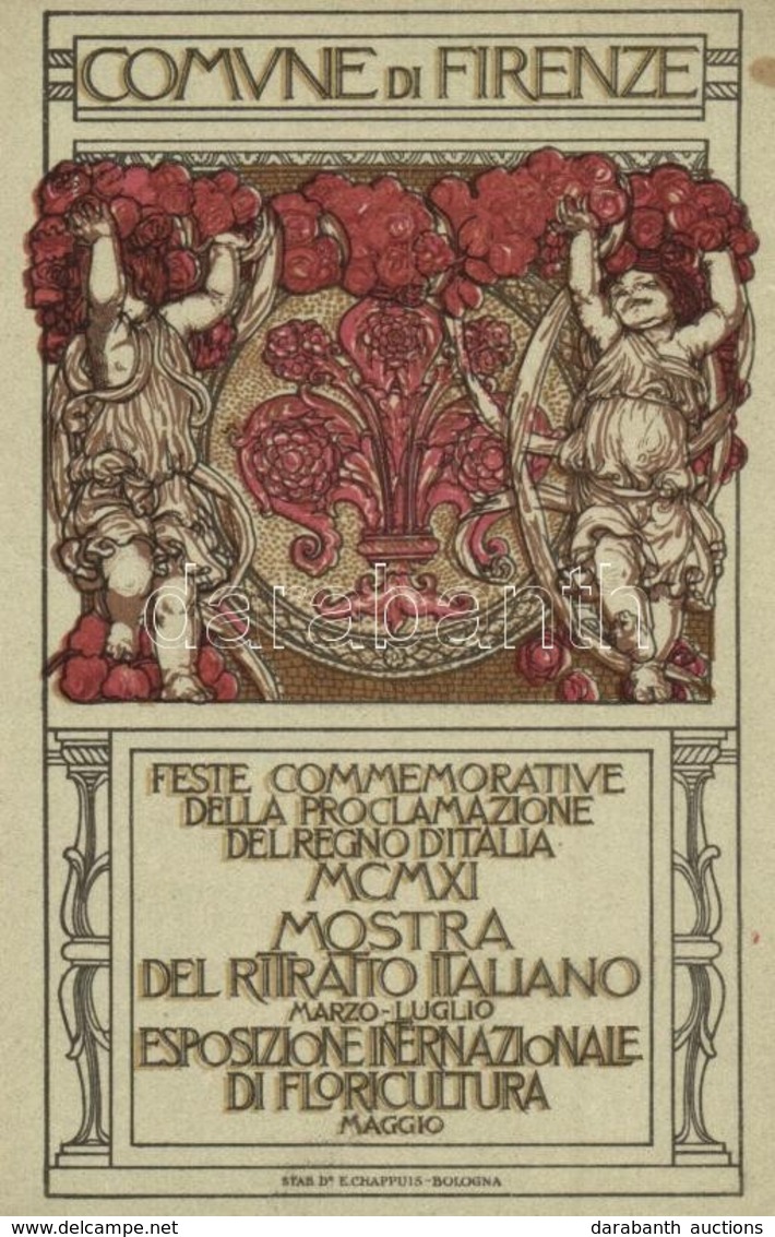 ** T1 1911 Comune Di Firenze, Feste Commemorative Della Proclamazione Del Regno D'Italia, Mostra Del Ritratto Italiano,  - Non Classés