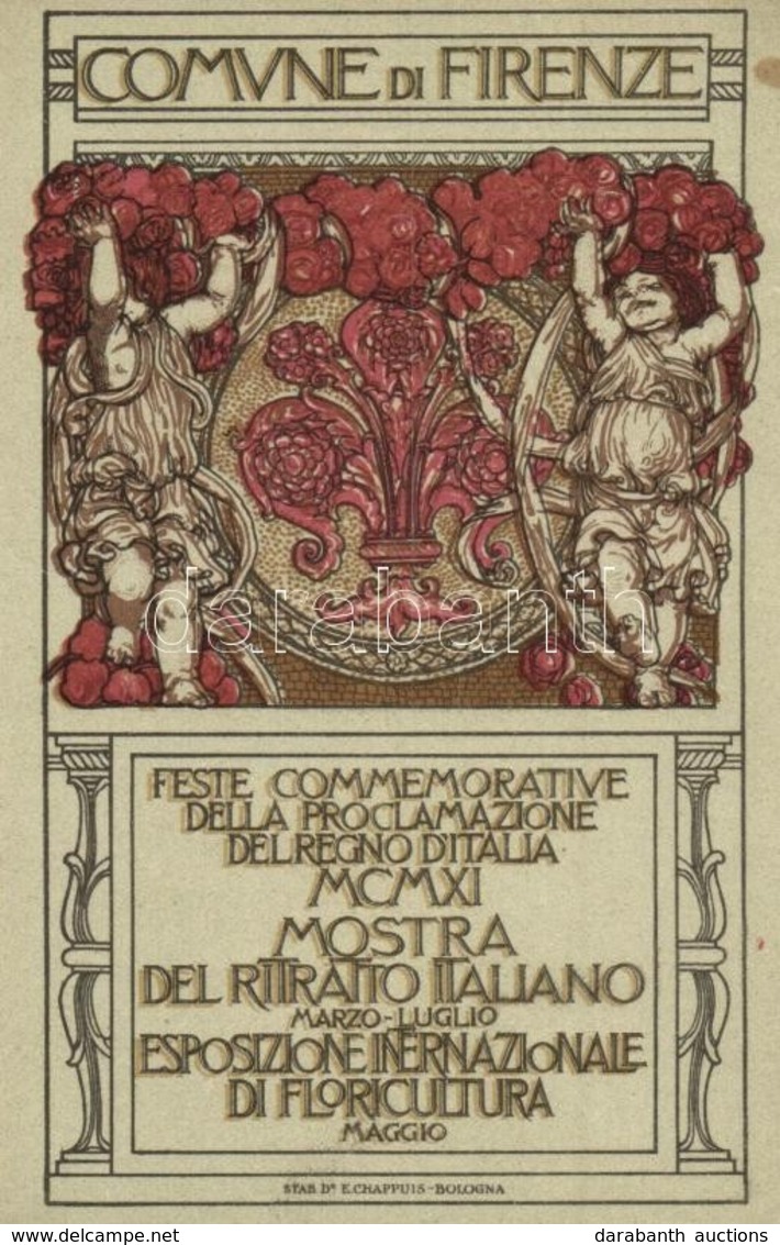 ** T1 1911 Comune Di Firenze, Feste Commemorative Della Proclamazione Del Regno D'Italia, Mostra Del Ritratto Italiano,  - Ohne Zuordnung