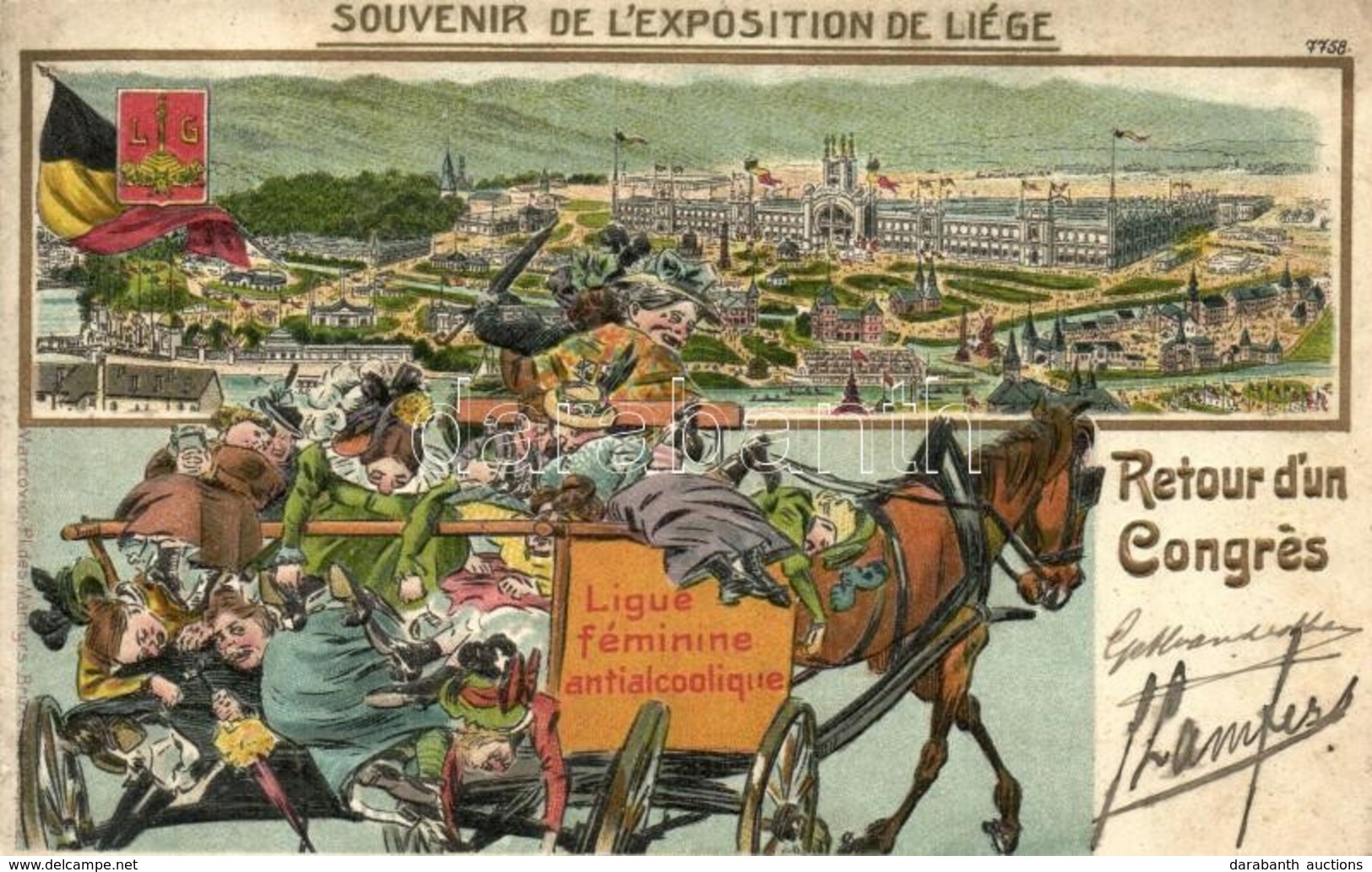 T2/T3 1905 Souvenir De L'Exposition De Liege. Ligue Féminine Antialcoolique. Retour D'un Congres / Liege International W - Ohne Zuordnung