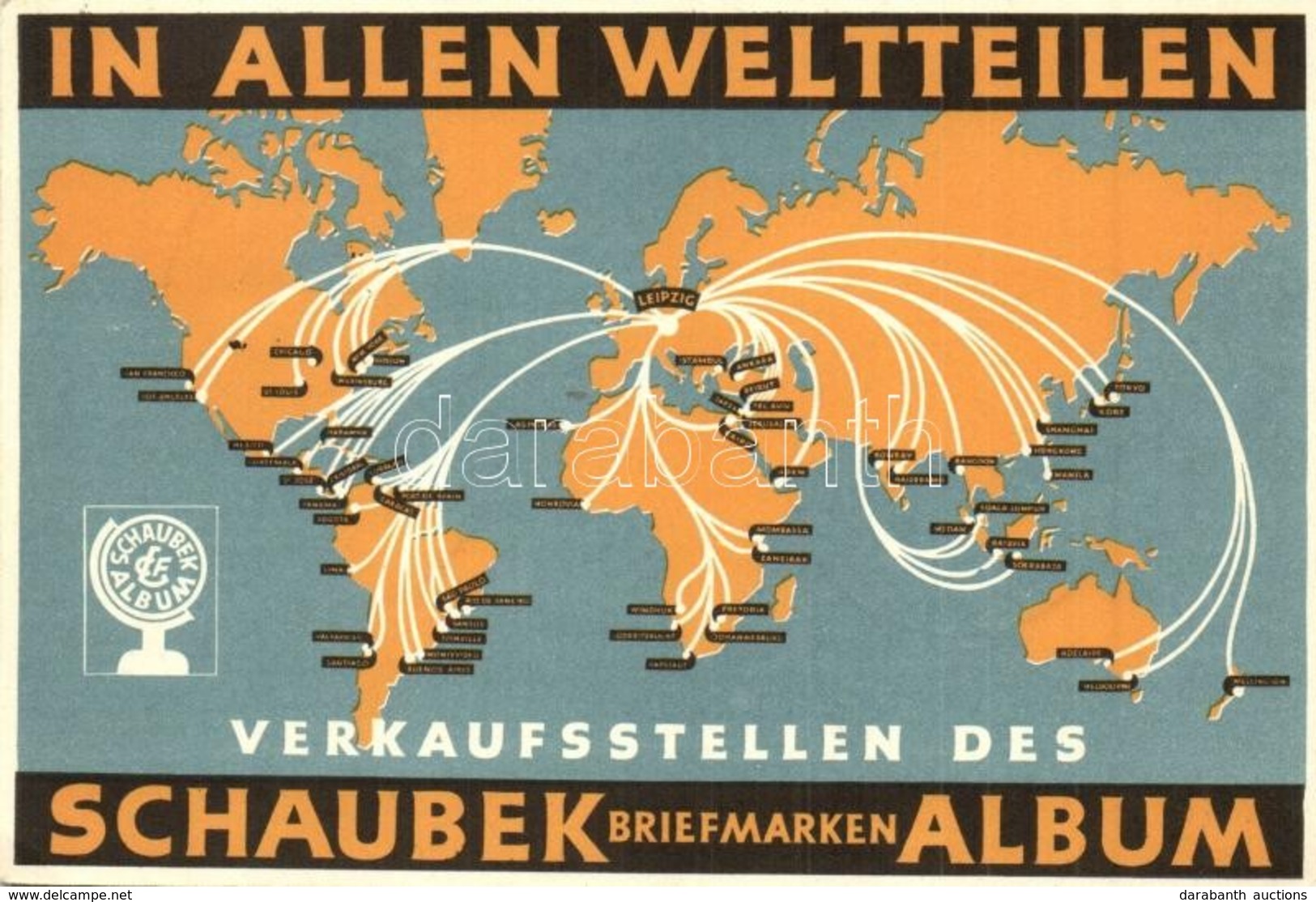 * T2/T3 In Allen Weltteilen Verkaufsstellen Des Schaubek Briefmarkenalbum / German Stamp Album Advertisement Card + '194 - Ohne Zuordnung