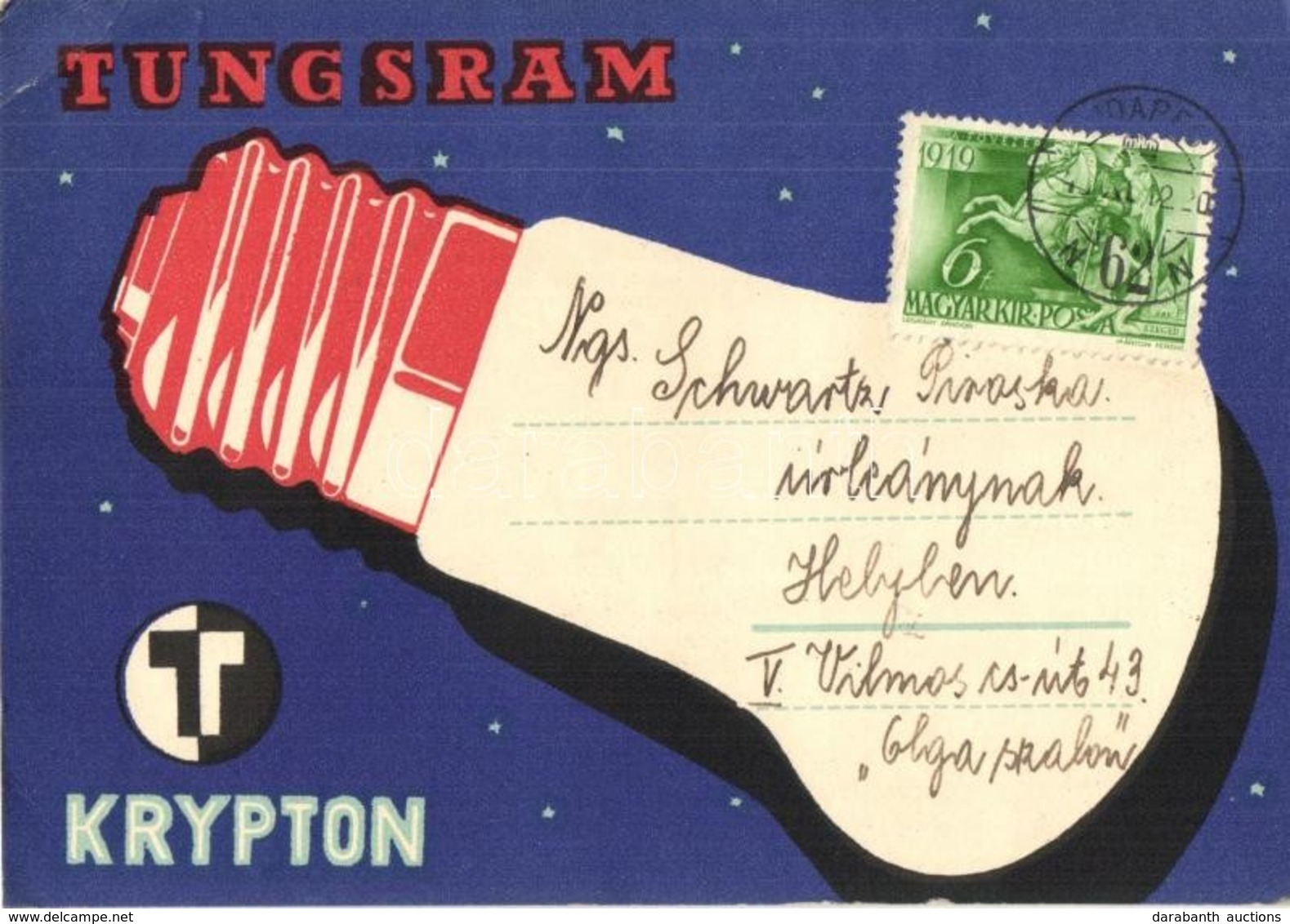 T2/T3 Tungsram Krypton Izzó Reklámlapja / Hungarian Light Bulb Advertisement Postcard (EK) - Zonder Classificatie