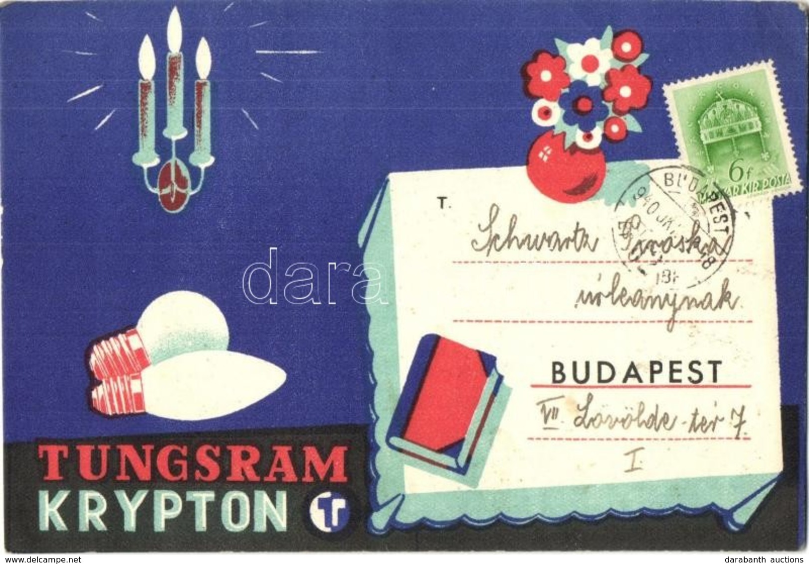 T2/T3 Tungsram Krypton Izzó Reklámlapja / Hungarian Light Bulb Advertisement Postcard (EK) - Ohne Zuordnung