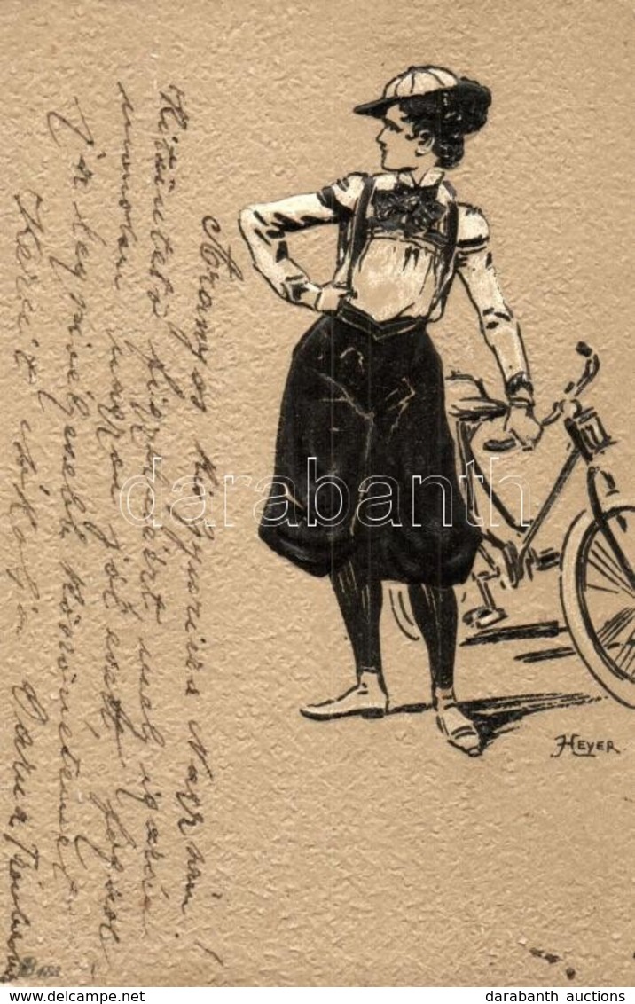 T2 Lady With Bicycle. Emb. Litho S: Heyer - Ohne Zuordnung