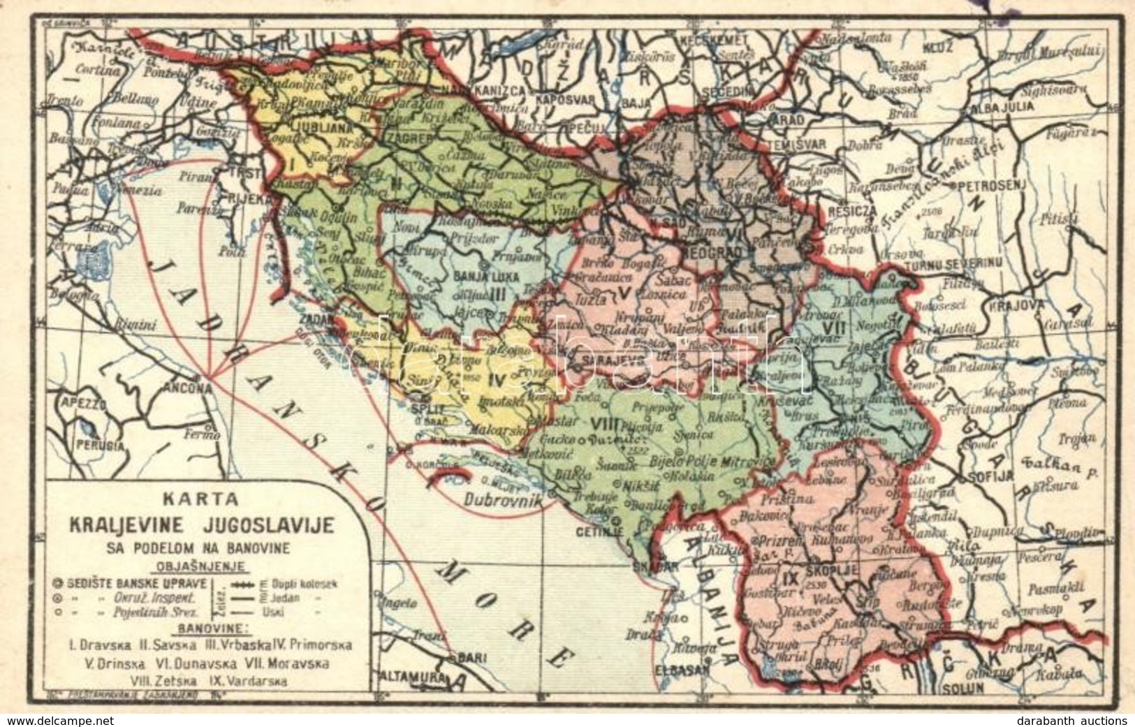 ** T2 Karta Kraljevine Jugoslavije. Hudson-Essex Automobili Priznati Su U Celom Svetu / Map Of The Kingdom Of Yugoslavia - Ohne Zuordnung