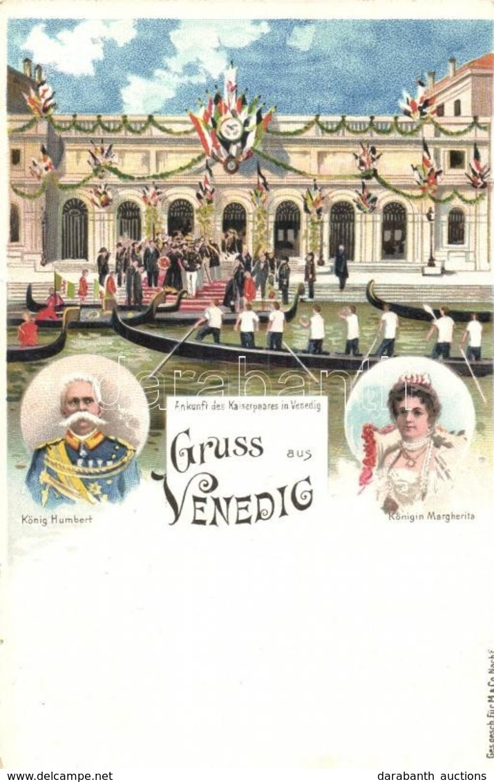 ** T2 Gruss Aus Venedig. König Humbert Und Königin Margherita / Greeting From Venezia. Umberto I Of Italy And His Wife M - Non Classés