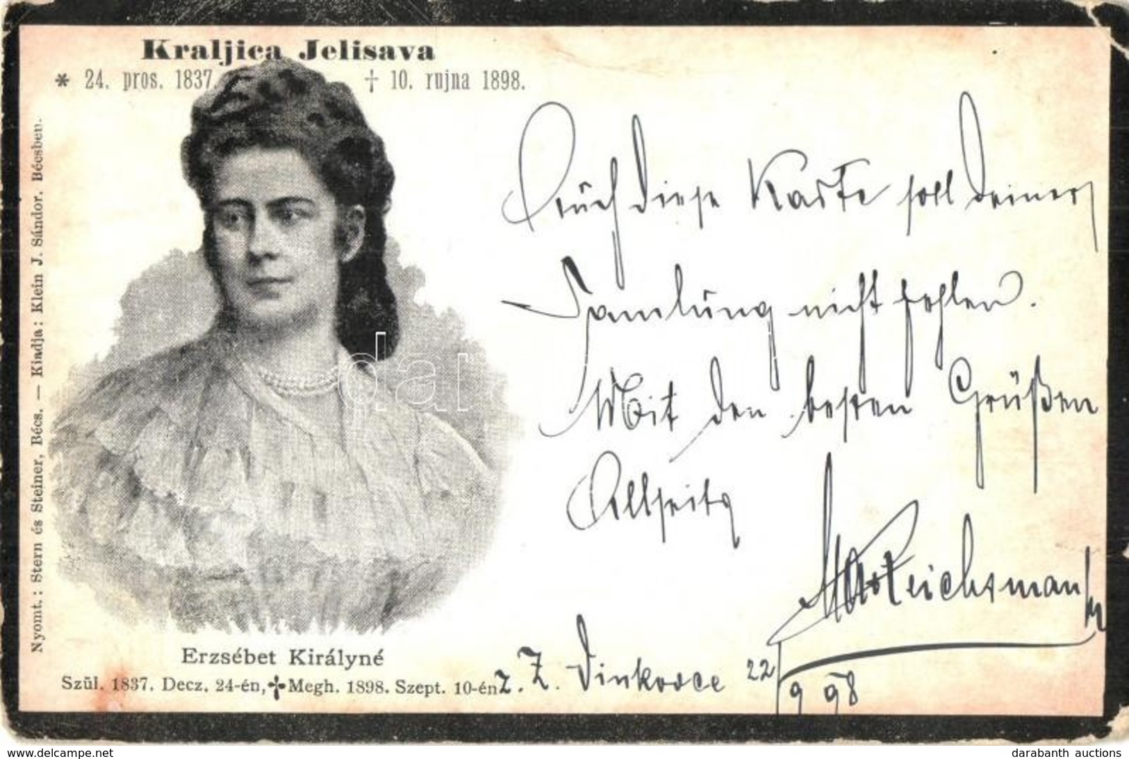 T3 1898 Erzsébet Királyné (Sissi) Gyászlapja / Kraljica Jelisava / Empress Elisabeth Of Austria Obituary Postcard (szaka - Non Classés