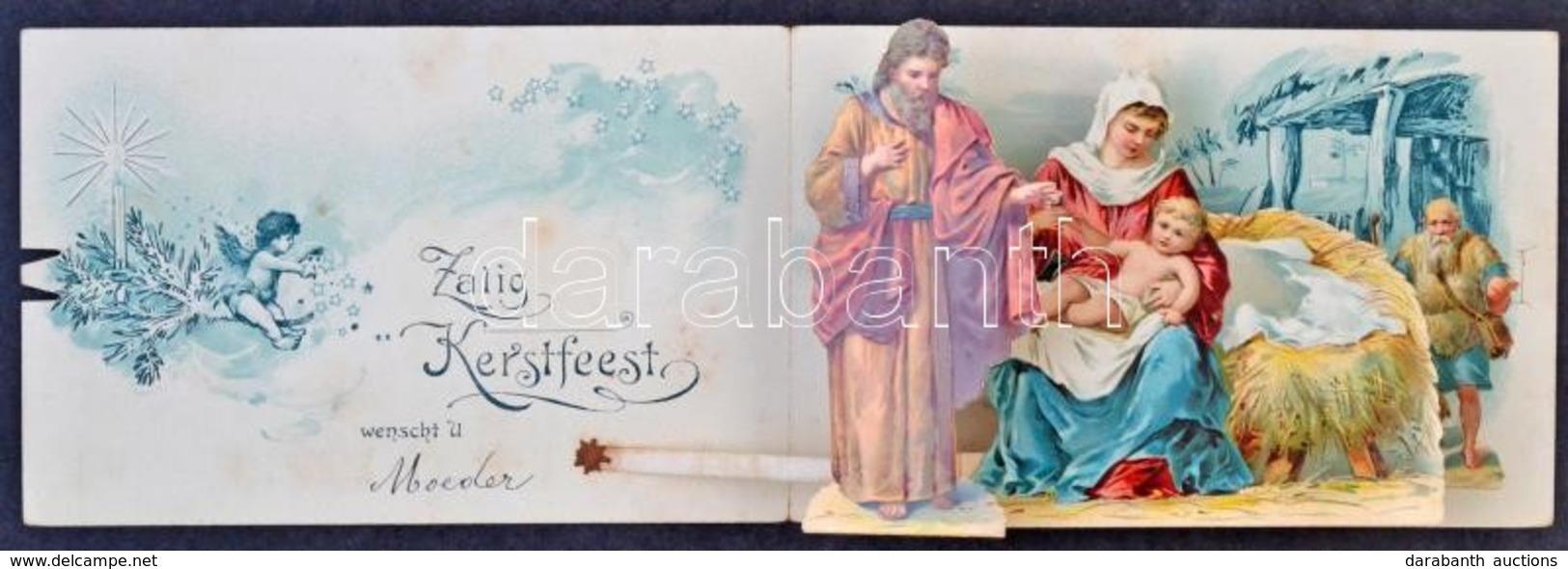 T2/T3 ~1900 Zalig Kerstfeest / Dutch Christmas Greeting Pop-up Folding Card. Mechanical Card  (EK) - Non Classés