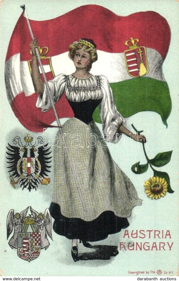** T2/T3 Austria-Hungary. Flag And Coats Of Arms With Hungarian Lady  (Rb) - Ohne Zuordnung