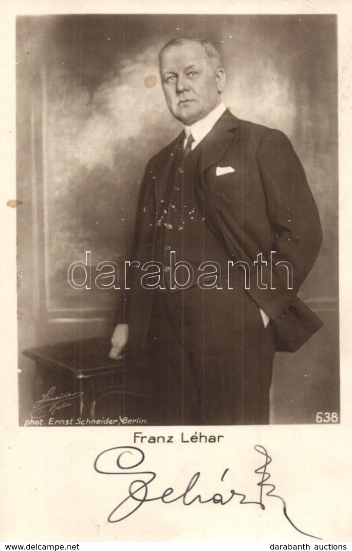 * T1/T2 Lehár Ferenc Zeneszerző, Operettkomponista, Karmester és Saját Kezű Aláírása / Franz Léhar Austro-Hungarian Comp - Ohne Zuordnung