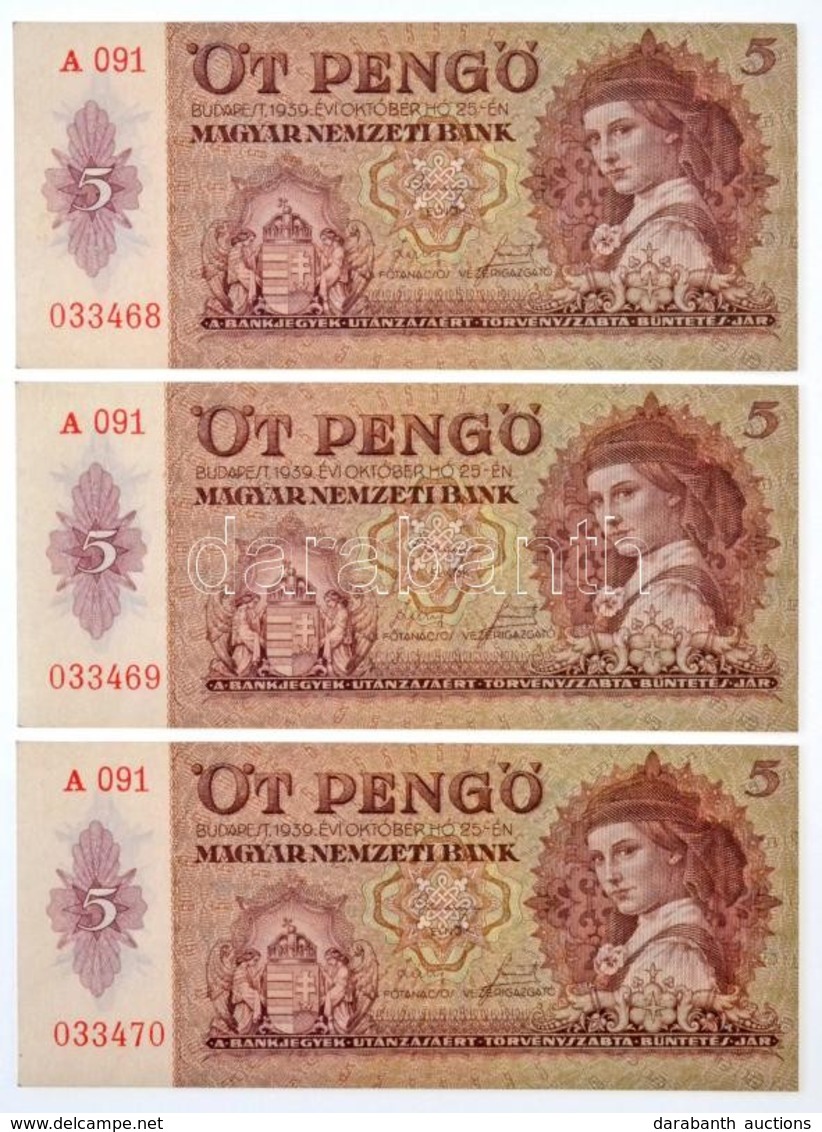 1939. 5P (3x) Sorszámkövetők T:I / Hungary 1939. 5 Pengő (3x) Sequential Serials C:UNC
Adamo P6 - Non Classés