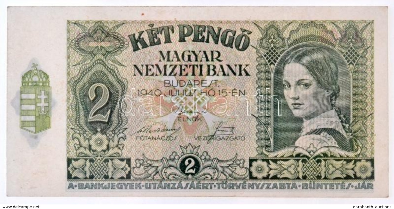 1940. 2P T:I,I- / Hungary 1940. 2 Pengő C:UNC,AU 
Adamo P2 - Non Classés