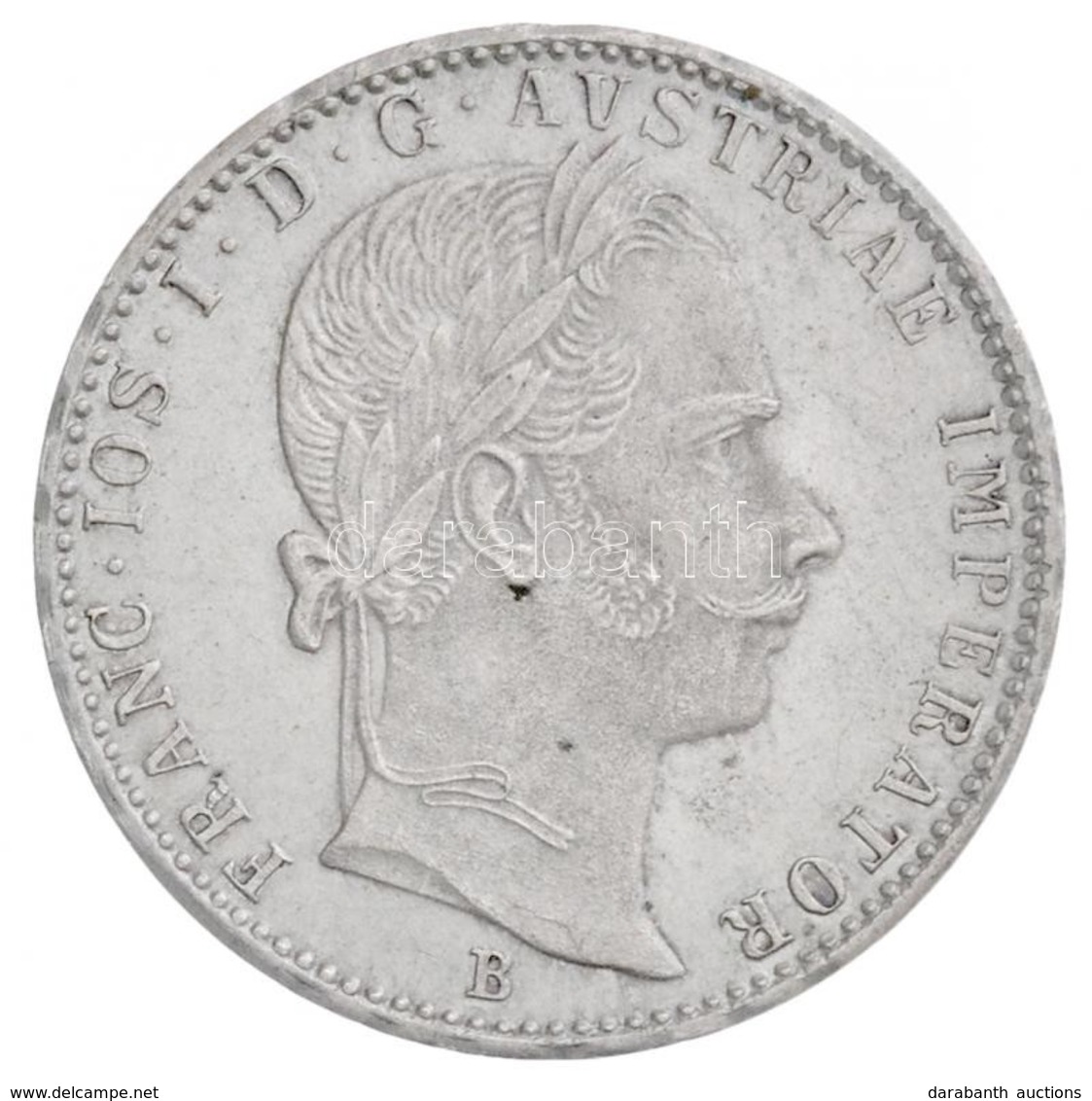 1860B 1/4Fl Ag 'Ferenc József' Körmöcbánya (5,36g) T:2 Kis Karc és Ph. / 
Hungary 1860B 1/4 Florin 'Franz Joseph I' Krem - Ohne Zuordnung