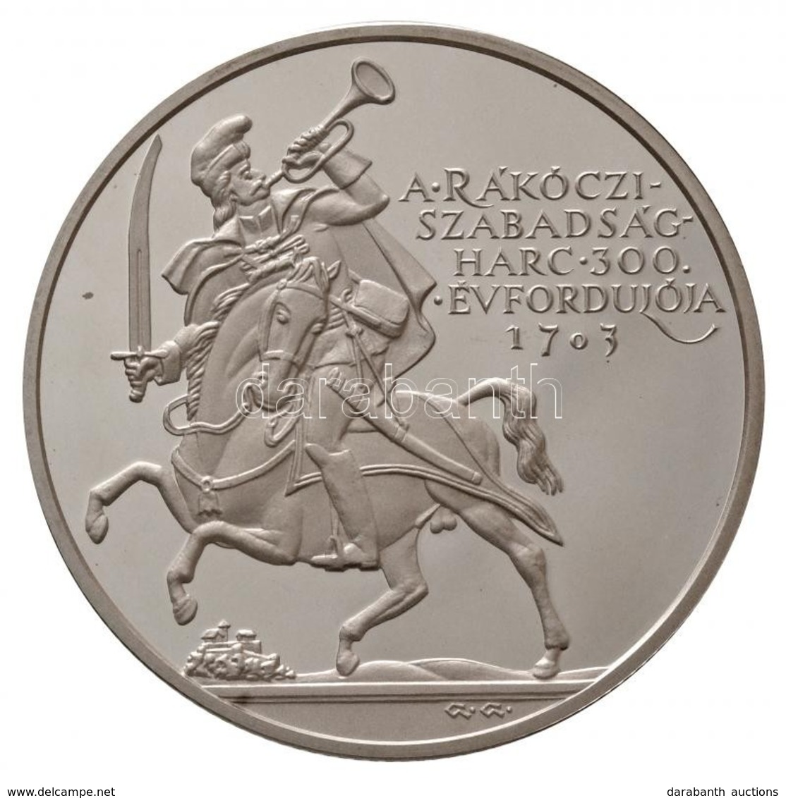 2003. 5000Ft Ag 'Rákóczi Szabadságharc 300. évfordulója'  Tanúsítvánnyal, Dísztokban T:PP / 
Hungary 2003. 5000 Forint A - Non Classés