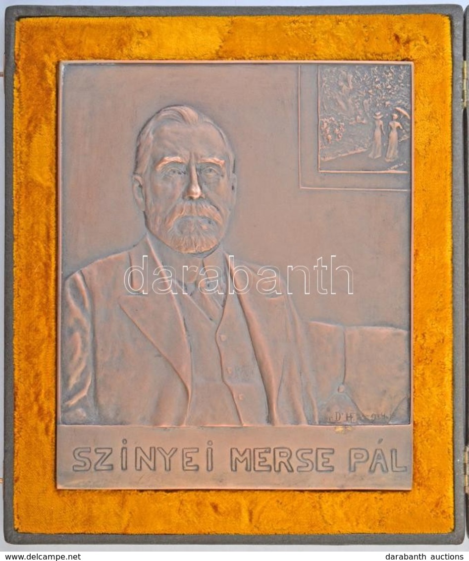 Dr. Hőgyes Ferenc (1860-1923) 1914. 'Szinyei Merse Pál' Kétoldalas Br Plakett, Eredeti Dísztokban (642g/167x198mm) T:1,1 - Non Classés