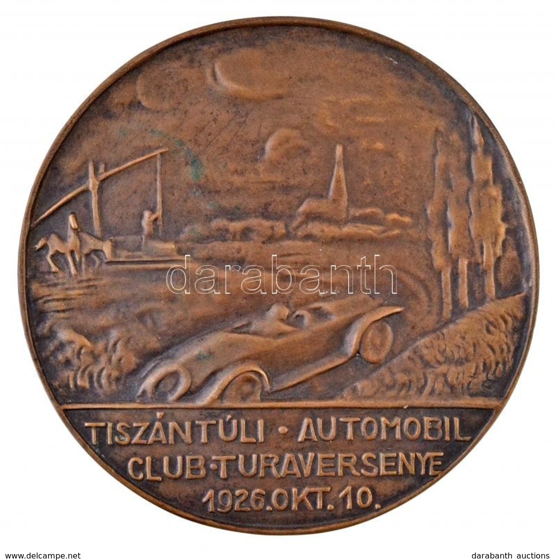 Kisfaludi Stróbl Zsigmond (1884-1975) 1927. 'Tiszántúli Automobil Club Turaversenye 1926. Okt. 10.' Egyoldalas öntött Br - Ohne Zuordnung