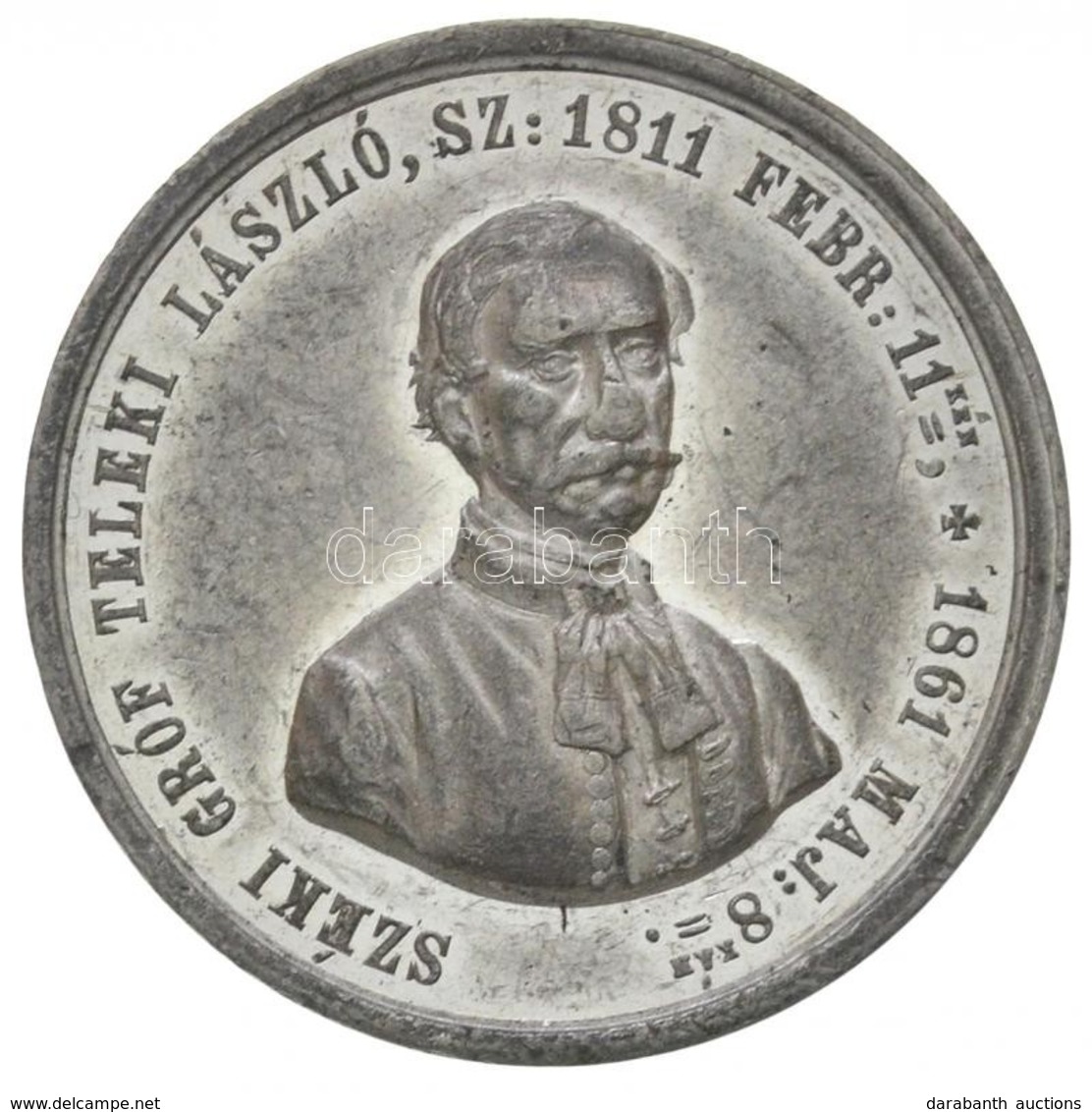 1861. 'Széki Gróf Teleki László' Sn Emlékérem 'SZÉKI GRÓF TELEKI LÁSZLÓ, SZ: 1811 FEBR: 11=kén, + 1861 MAJ: 8=kán, / EGY - Non Classés