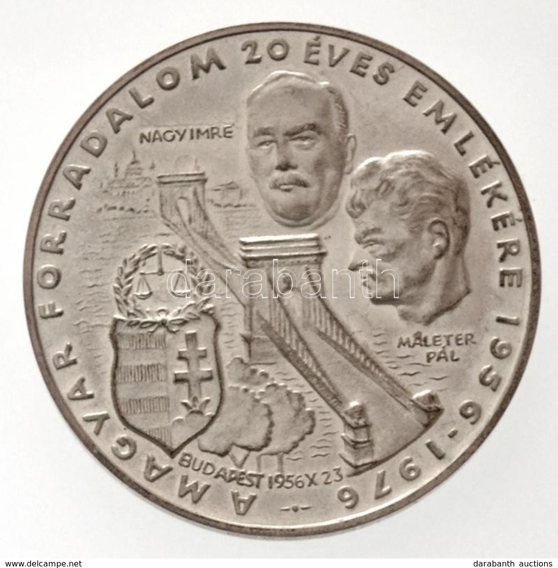 1976. 'A Magyar Forradalom 20 éves évfordulójára' Ag Emlékérem (22,11g/0.925/38mm) T:2 / Hungary 1976. 'For The 20th Ann - Ohne Zuordnung