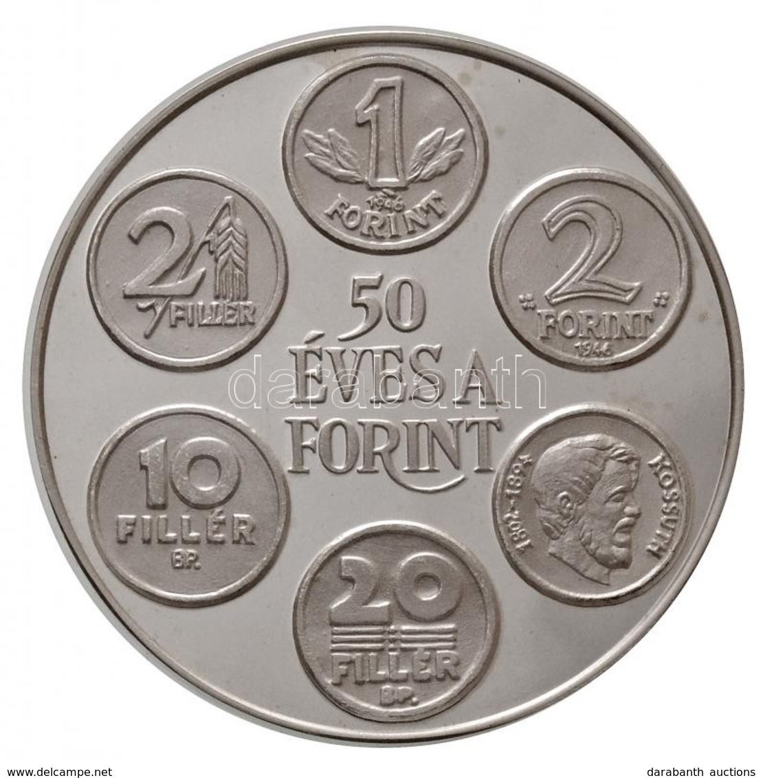 1996. '50 éves A Forint / 1946. Augusztus 1. - 1996' Jelzett Ag Emlékérem MNB Dísztokban (31,43g/0.999/42mm) T:PP / 
Hun - Non Classés