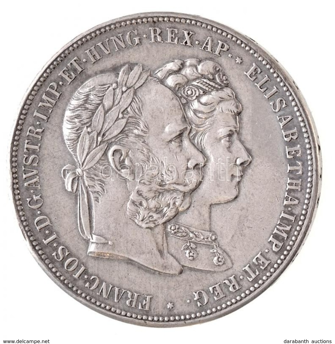 Ausztria 1879. 2G Ag 'I. Ferenc József és Erzsébet Királynő / Ezüstlakodalom' (24,6g) T:2 / Austria 1879. 2 Gulden Ag 'F - Non Classés