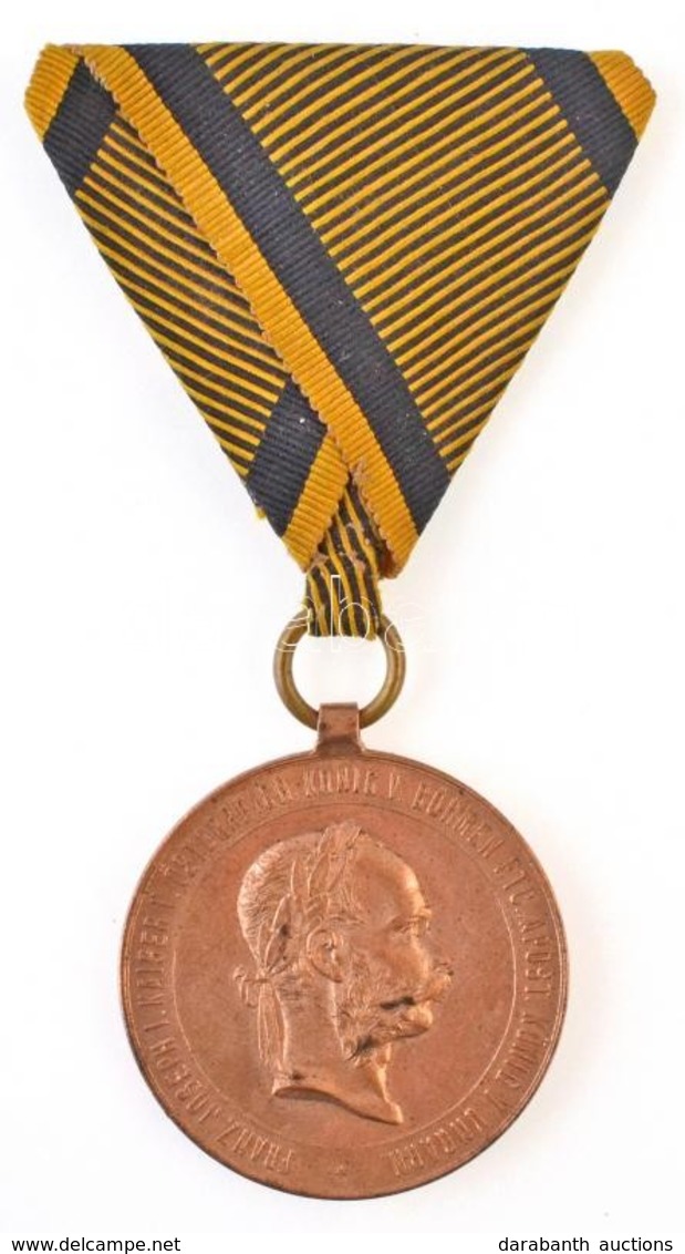 1873. 'Hadiérem' Br Katonai érdemérem Mellszalaggal T:2 Kis Ph. 
/ Hungary 1873. 'Military Medal' Br Medal With Ribbon C - Ohne Zuordnung