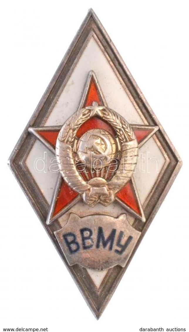 Szovjetunió ~1950. 'Haditengerészeti Akadémia' Zománcozott, Jelzetlen Ag? Jelvény (26x47mm) T:2 / 
Soviet Union ~1950. ' - Ohne Zuordnung