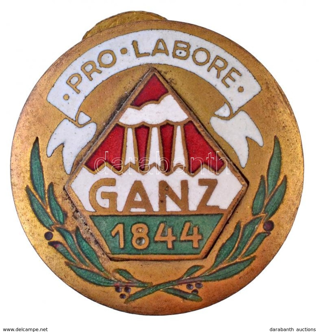 1944. 'Pro Labore Ganz 1844' Zománcozott és Aranyozott Cu Jelvény, Kiadva A Ganz 100. évfordulójára, Hátoldalán 'MORZSÁN - Ohne Zuordnung