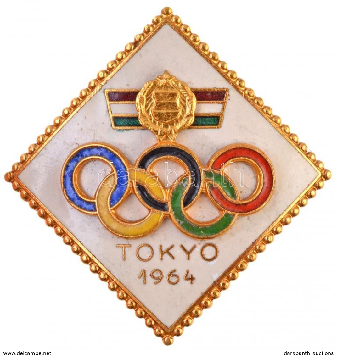 1964. 'Tokyo Olimpia' Aranyozott és Zománcozott Jelvény (34x33mm) T:1- / 
Hungary 1964. 'Tokyo Olympics' Gold Plated And - Non Classés