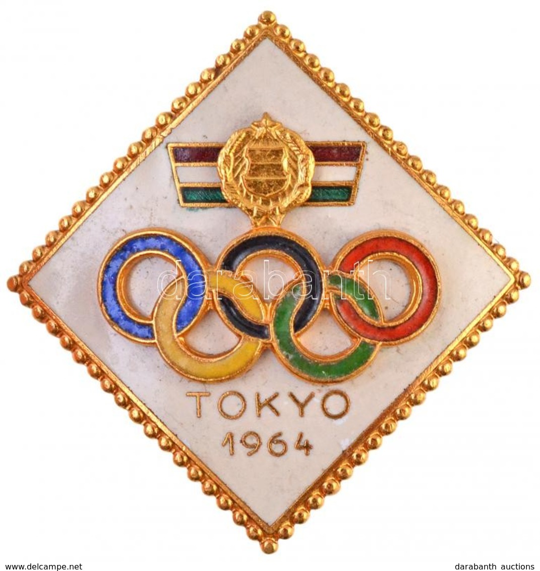 1964. 'Tokyo Olimpia' Aranyozott és Zománcozott Jelvény (34x33mm) T:1- / 
Hungary 1964. 'Tokyo Olympics' Gold Plated And - Ohne Zuordnung