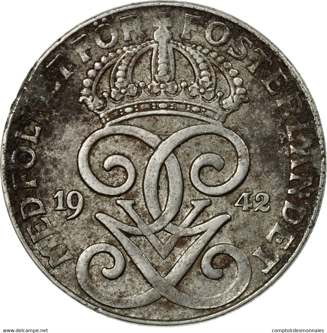 Monnaie, Suède, Gustaf V, 2 Öre, 1942, TTB, Iron, KM:811 - Suède