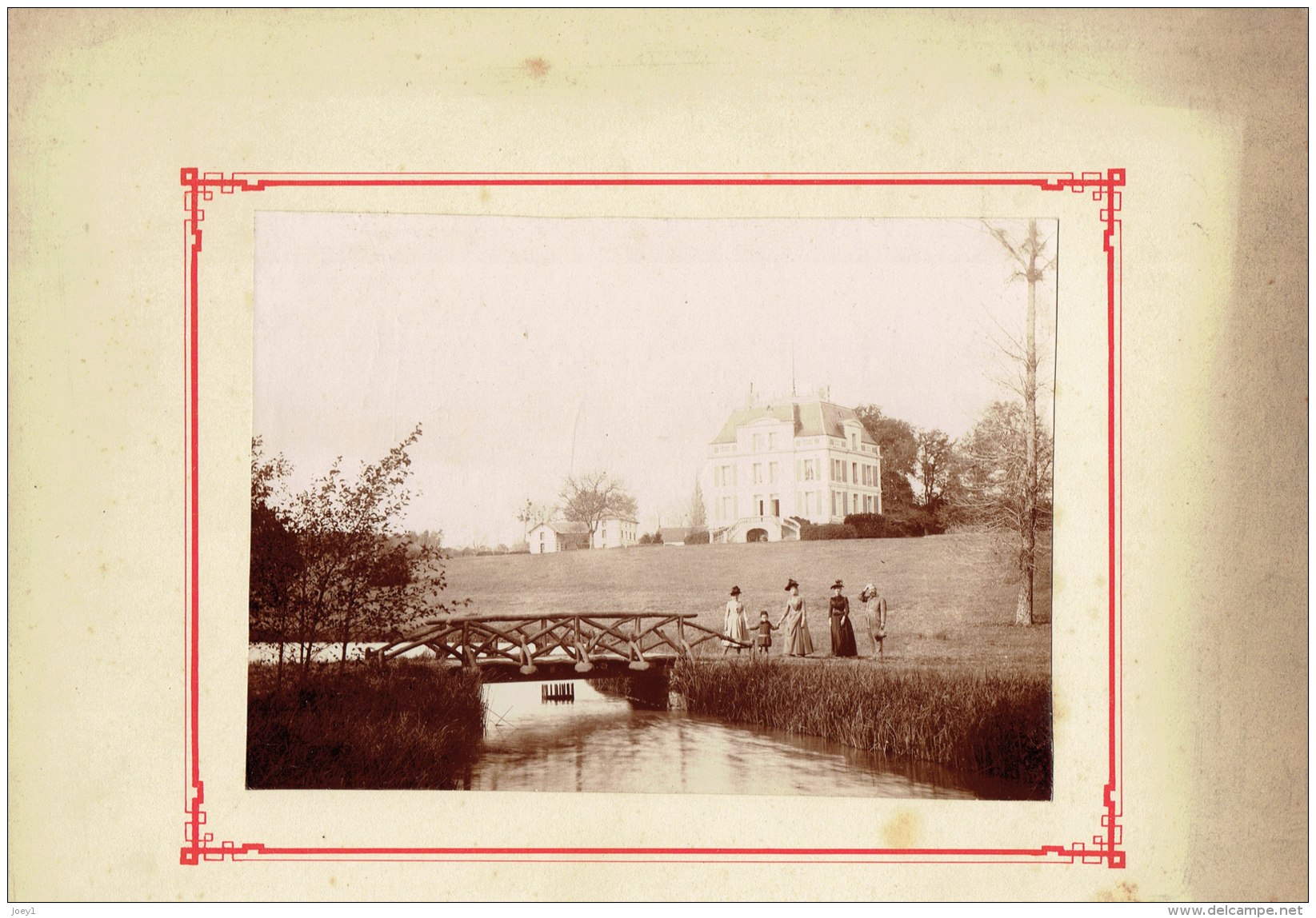 Photo  Villa Avec Famille,photo Albuminée Du 19ème Siècle Format 12/16 - Oud (voor 1900)
