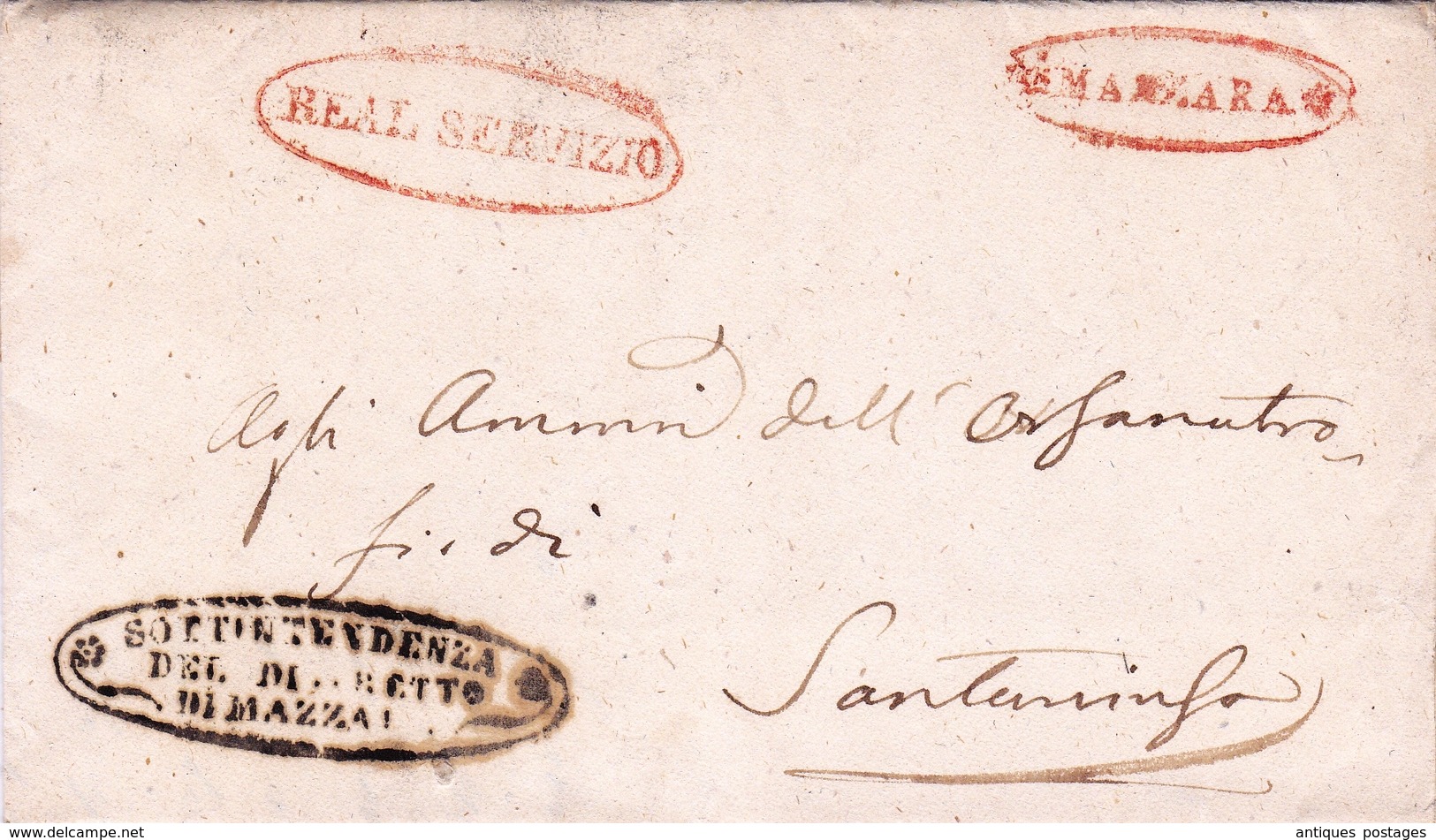 Lettre Sottitendenza Del Distretto Mazara Del Vallo 1853 Sicile Napoli Sicilia Trapani Santa Ninfa Italia  Real Servizio - Sicile