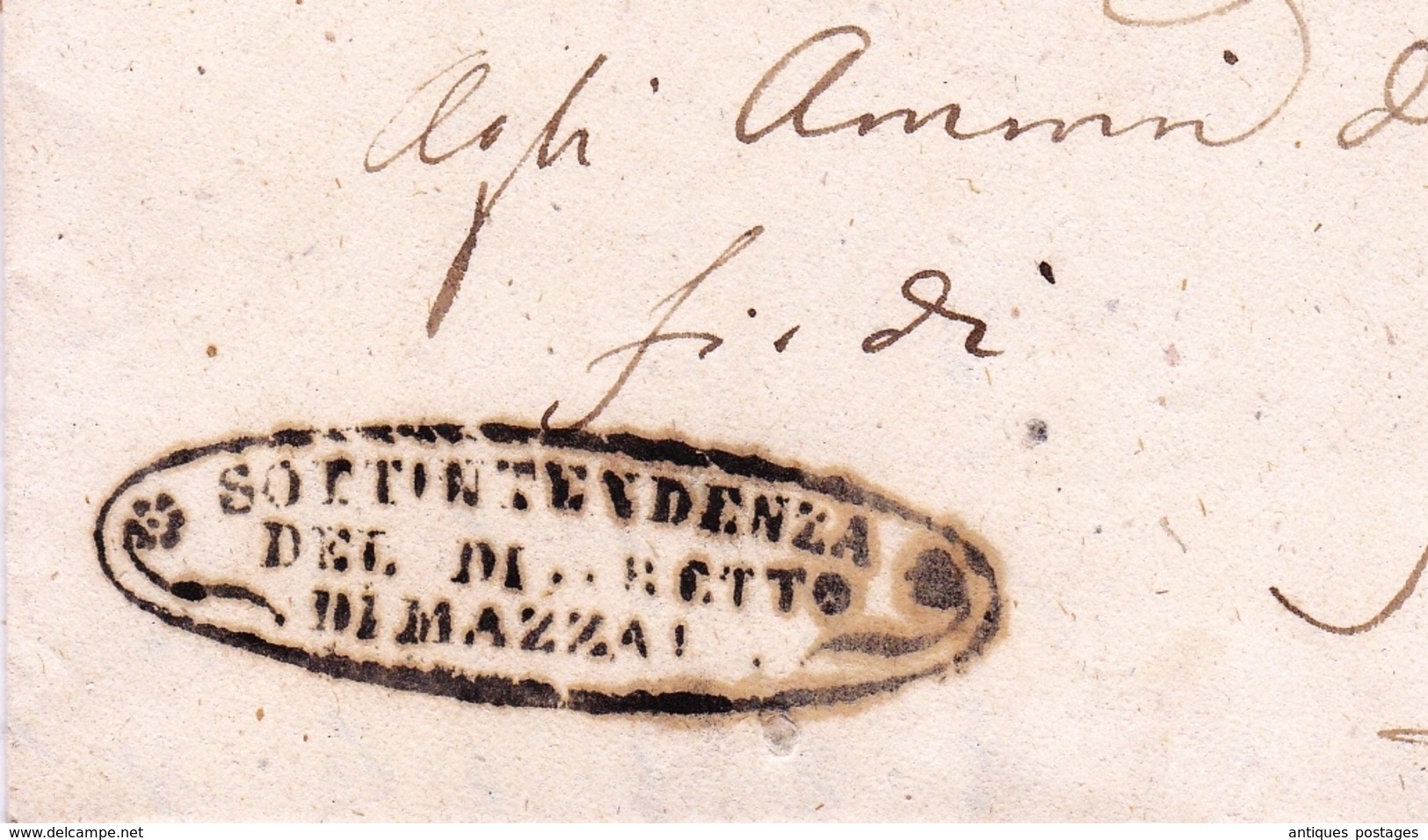 Lettre Sottitendenza Del Distretto Mazara Del Vallo 1853 Sicile Napoli Sicilia Trapani Santa Ninfa Italia  Real Servizio - Sicile