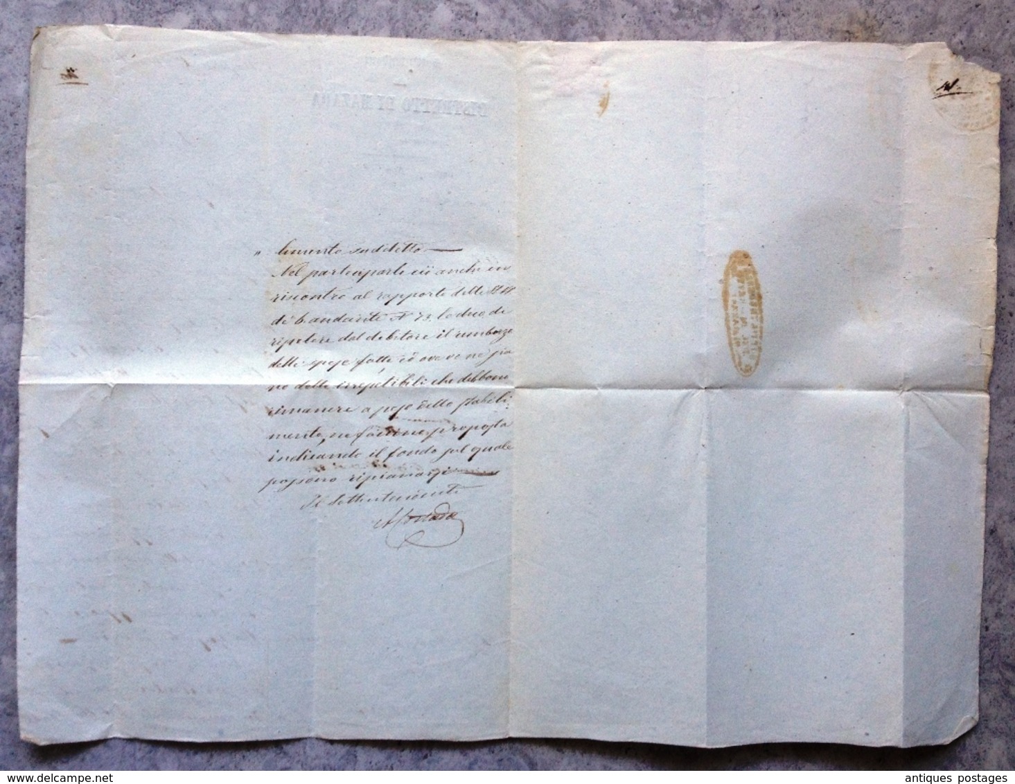 Lettre Sottitendenza Del Distretto Mazara del Vallo 1853 Sicile Napoli Sicilia Trapani Santa Ninfa Italia  Real Servizio