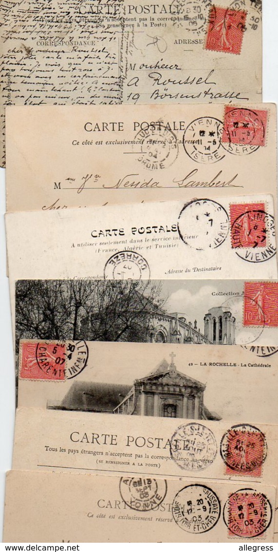 FRANCE..TIMBRE TYPE SEMEUSE LIGNEE...10c ROSE ......VOIR DETAIL.......LOT DE 150 SUR CPA...VOIR SCAN......LOT 6 - 1903-60 Semeuse Lignée