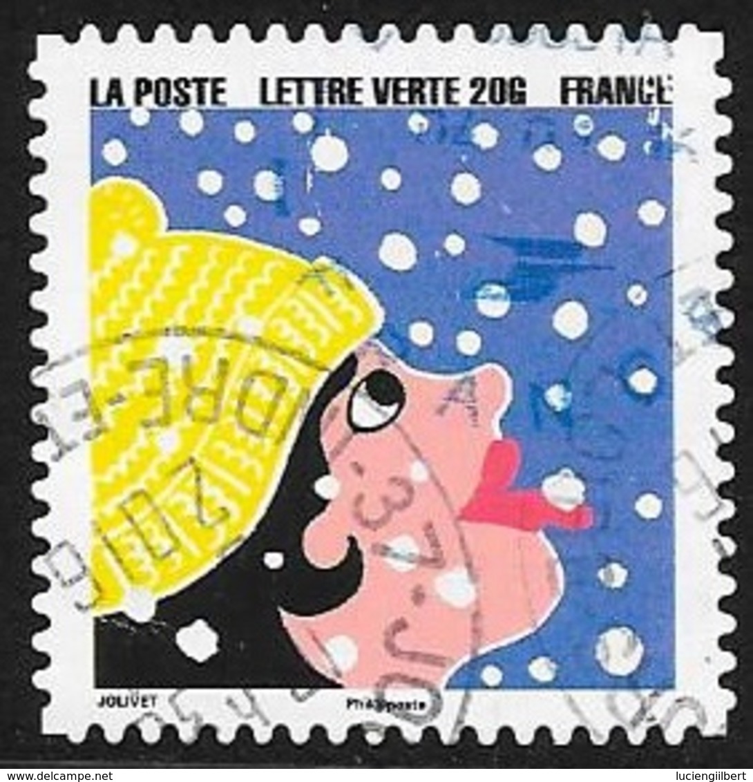 TIMBRE N° 1197   - ADHESIF - FETES DE FIN D'ANNEE :  FEMME SOUS LA NEIGE   - OBLITERE  - 2015 - Altri & Non Classificati