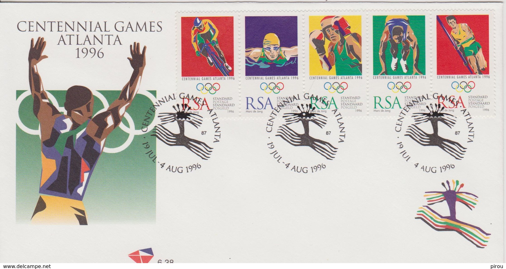 FDC AFRIQUE Du SUD JEUX OLYMPIQUES  D'ATLANTA  1996 ( Centenaire Des JO ) - Summer 1996: Atlanta