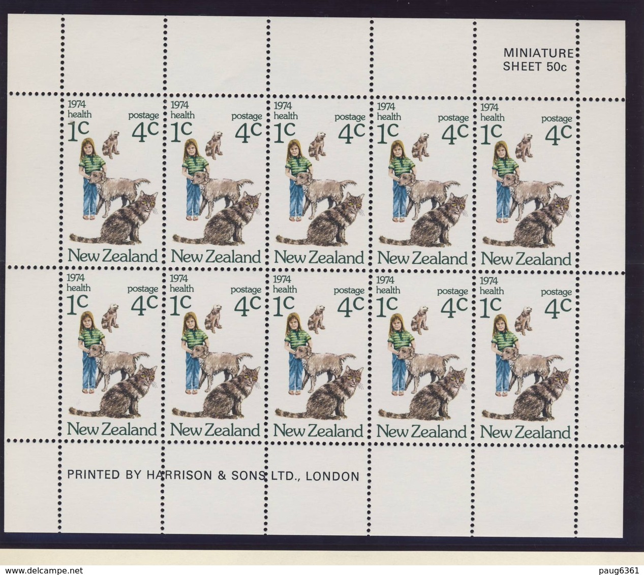 NOUVELLE ZELANDE 1974  BLOC SANTE-CHIENS-CHATS YVERT N°B37  NEUF MNH** - Hojas Bloque